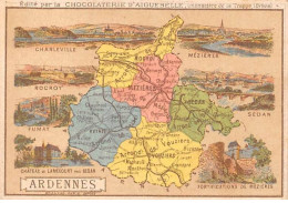 Chromos.AM14541.6x9 Cm Environ.Chocolat Aiguebelle.N°8.Carte Ardennes.Sedan.Charleville.Mézières.Fumay.Rocroy - Aiguebelle