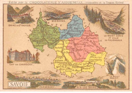 Chromos.AM14591.6x9 Cm Environ.Chocolat Aiguebelle.N°71.Carte Savoie.Chambéry.Aix Les Bains.Modane.Aix Les Bains... - Aiguebelle