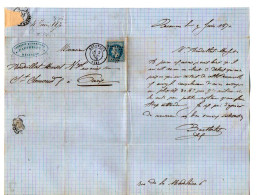 VP23.105 - 1870 - Lettre Commerciale - Tannerie & Corroierie - M. BARTHELLET à BESANCON Pour PARIS - 1800 – 1899