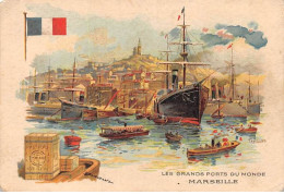 Chromos -COR11311 - Les Grands Ports Du Monde - Marseille - Bateaux - En L'état -  10x7cm Env. - Altri & Non Classificati