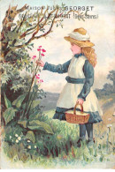 Chromos -COR11238 - Maison Jules Georget - Fille - Fleurs - Panier - Arbre -  7x11cm Env. - Sonstige & Ohne Zuordnung