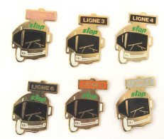 Lot De 6 Pin's BUS De La STAP - Société Des Transports De L'Agglomération Paloise - Lignes 2,3,4,6,8,et 9 - N223 - Transports