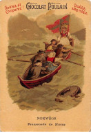 Chromos -COR12010 - Chocolat Poulain - Norvège - Promenade De Noces - Bateau - Hommes - Femme - 7x10cm Env. - Poulain