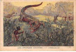 Chromos -COR11739 - Magasins Aux Quatre Arrondissements - Les Grandes Chasses - Crocodiles -  7x10cm Env. - Otros & Sin Clasificación