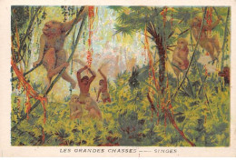 Chromos -COR11732 -  Les Grandes Chasses - Singes -  7x10cm Env. - Other & Unclassified