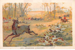 Chromos -COR11728 -  Les Grandes Chasses - Cerf - Chiens -  7x10cm Env. - Autres & Non Classés