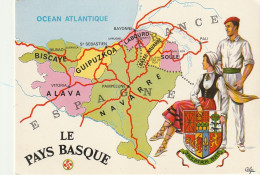 ZY 93 - LE PAYS BASQUE - LES 7 PROVINCES - ARMOIRIES - COUPLE EN TENUE TRADITIONNELLE - CHISTERA - ILLUSTRATEUR - Contemporary (from 1950)