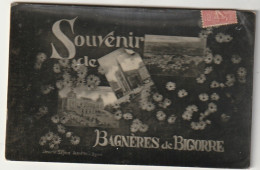 ZY 95-(65) SOUVENIR DE BAGNERES DE BIGORRE - CARTE FANTAISIE MULTIVUES , FLEURS - 2 SCANS - Bagneres De Bigorre