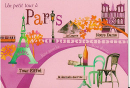 CPM PARIS Tour Eiffel , Notre-Dame, Le Louvre, Saint-Germain Des Prés... - Zeitgenössisch (ab 1950)