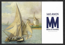 Portugal Entier Postal 2023 Musée De La Marine Cachet Navy Museum Stationery Pmk Bateau Moulin Ship Windmill - Windmills