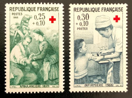 1966 FRANCE N 1508/09 CROIX ROUGE AMBULANCIÈRE ET L ‘INFIRMIÈRE - NEUF** - Unused Stamps