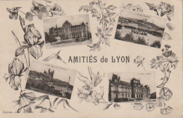 ZY 101-(69) AMITIES DE LYON - CARTE FANTAISIE MULTIVUES - DECOR FLORAL  - EDIT. CARRIER - 2 SCANS - Other & Unclassified