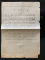 Tract Presse Clandestine Résistance Belge WWII WW2 'Belges' Le 10 Mai 1944, Anniversaire De L'agression D'Hitler Sur... - Documenten