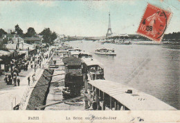 ZY 111-(75) PARIS - LA SEINE AU POINT DU JOUR - ANIMATION - CARTE COLORISEE - 2 SCANS - El Sena Y Sus Bordes