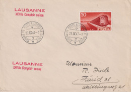 1947 Schweiz, Brief,  Zum:CH 279, Mi:CH 486, Gotthardschnellzug, LAUSANNE XXVllle Comptoir Suisse - Covers & Documents