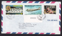 Djibouti: Airmail Cover To Poland, 1984, 3 Stamps, Orchid Flower, Airplane, Herritage, Rare Real Use (traces Of Use) - Yibuti (1977-...)