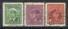 CANADA - 1942, KING GEORGE VI IN NAVAL UNIFORM STAMPS SET OF 3, USED. - Gebraucht