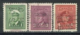 CANADA - 1942, KING GEORGE VI IN NAVAL UNIFORM STAMPS SET OF 3, USED. - Used Stamps