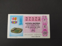 DÉCIMO DE LOTERÍA 1982 CAMP NOU FC BARCELONA. LOTERIE 1982 CAMP NOU FC BARCELONA - Andere & Zonder Classificatie