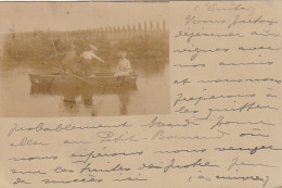 ZY 128 -(89) NUITS SUR ARMANCON ( CORRESPONDANCE  1902 ) - PARTIE DE PECHE ET CANOTAGE - CARTE PHOTO  - 2 SCANS - Otros & Sin Clasificación