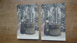 2 Anciennes Cartes , Petite Fille Au Puits Pour Chercher De L'eau - Escenas & Paisajes