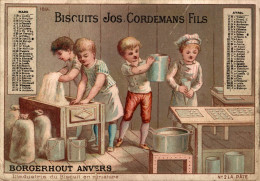 CHROMO GRAND FORMAT BISCUITS JOS CORDEMANS ANVERS CALENDRIER 1891 - Altri & Non Classificati