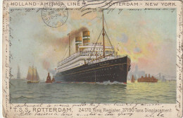 ZY 138- T. S. S. ROTTERDAM  - HOLLAND AMERICA LINE - ROTTERDAM NEW YORK - PAQUEBOT - 2 SCANS - Piroscafi