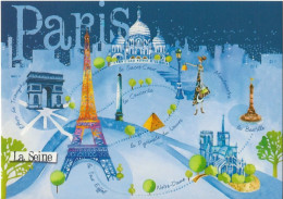 CPM PARIS Tour Eiffel , La Seine Et Ses Principaux Monuments - Contemporánea (desde 1950)