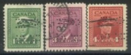 CANADA - 1942, KING GEORGE VI IN NAVAL UNIFORM STAMPS SET OF 3, USED. - Used Stamps