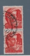 ITALIA 1961 MICHELANGELO Coppia Verticale Lire 10 Usata - 1961-70: Used