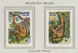 BRASIL 1984 WWF Mammals Monkeys Mi 2052-2053 MNH(**) Fauna 696 - Scimmie