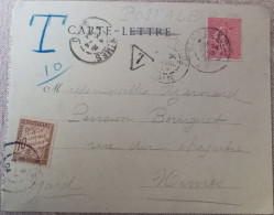 Carte Postale Double Taxe 10 C - 1859-1959 Briefe & Dokumente