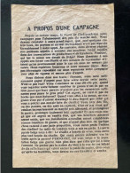 Tract Presse Clandestine Résistance Belge WWII WW2 'A Propos D'une Campagne' Printed On Both Sides - Documentos