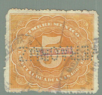 Mexico Timbre Fiscal 5 C. Orange Perforé Vera Cruz Especial De Aduanas 1885 - 1886 Vois Scan Verso - Mexique