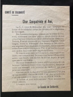 Tract Presse Clandestine Résistance Belge WWII WW2 'Comité De Solidarité / Cher Compatriote Et Ami...' - Documents