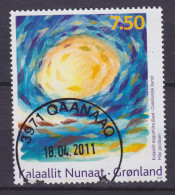 Greenland 2010 Mi. 552, 7.50 (Kr) Zeitgenössische Kunst Art Sonne : Gemälde Von Miki Jacobsen Deluxe QAANAAQ Cancel - Usati