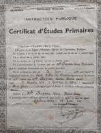 Certificat  D'études Primaires De 1935, SAINT-OUEN-DES-ALLEUX, (35), SAUNT-AUBIN-DU-CORMIER, état Médiocre - Diplomas Y Calificaciones Escolares