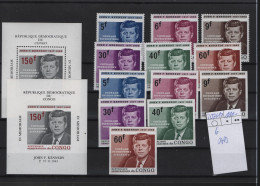 Kongo Kinshasa Michel Cat.No. Mnh/**  207/212 A/B + Sheet 6 A/B Kennedy - Nuovi