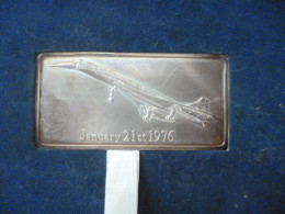 CONCORDE SILVER INGOT OF INAUGURAL FLIGHTS LONDON & PARIS IN BOX - Concorde