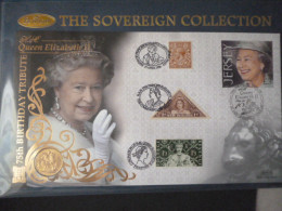 GREAT BRITAIN 1926 GOLD SOVEREGIN WITH QEII 75TH BIRTHDAY SPECIAL FDC  - Non Classés