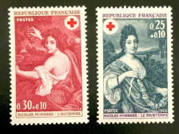 1968  FRANCE N 1580/81 CROIX ROUGE NICOLAS MIGNARD LE PRINTEMPS ET L’AUTOMNE - NEUF** - Unused Stamps