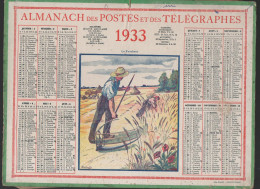 Calendrier PTT  1933 :/imp Oller  Complet De Ses Feuillets ; (CAL PTT 1933M) - Tamaño Grande : 1921-40