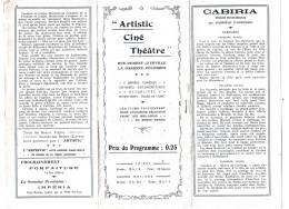 Programme Artistic Ciné Théâtre La Garenne Colombes 1920 Film Muet Cabiria D'Annunzio Maciste Gaumont Actualités - Programme