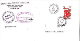 TAAF FSAT. Marion Dufresne 03.02.81 Kerguelen Detachement Heliker Signature (2). St Benoit - Lettres & Documents