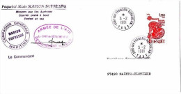 FSAT TAAF. Marion Dufresne 03.02.81 Kerguelen. Detachement Heliker Signature. Timbre France Jaunie Au Dos - Cartas & Documentos