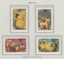 BHUTAN 1984 WWF Animals Monkeys Mi 840-843 MNH(**) Fauna 700 - Mono