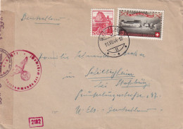 LETTRE. SUISSE. 11 7 44. SIERRE. BANDE ET CACHET CENSURE ALLEMANDE - Storia Postale