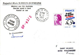 FSAT TAAF Marion Dufresne. 14.01.83 Le Port Reunion Op 83/2 - Briefe U. Dokumente