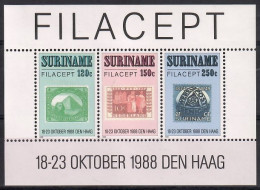 Suriname 1988 Mi Block 48 MNH  (ZS3 SRNbl48) - Briefmarken Auf Briefmarken