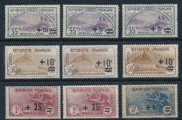 AC-266: FRANCE:  N° 166**-166*(2)-167**-167*(2)-168*(2)-169** (pli + Adh, Compté*) - Unused Stamps